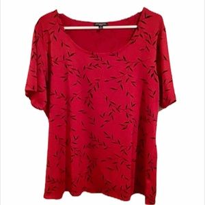 Red patterned short sleeve top